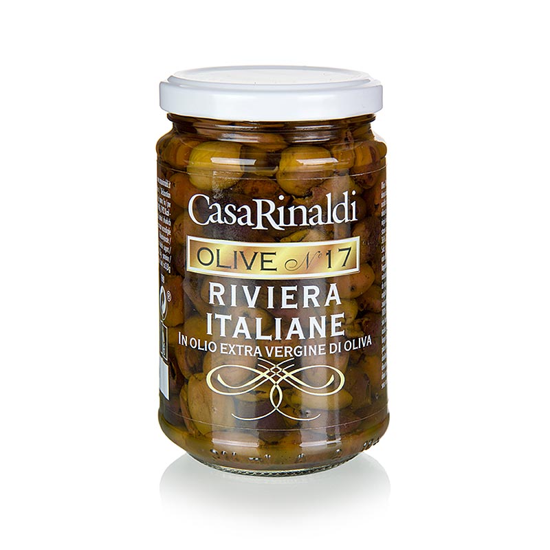 Svarta oliver, urkärnade (Snocciolate), i olivolja, Casa Rinaldi, 280 g