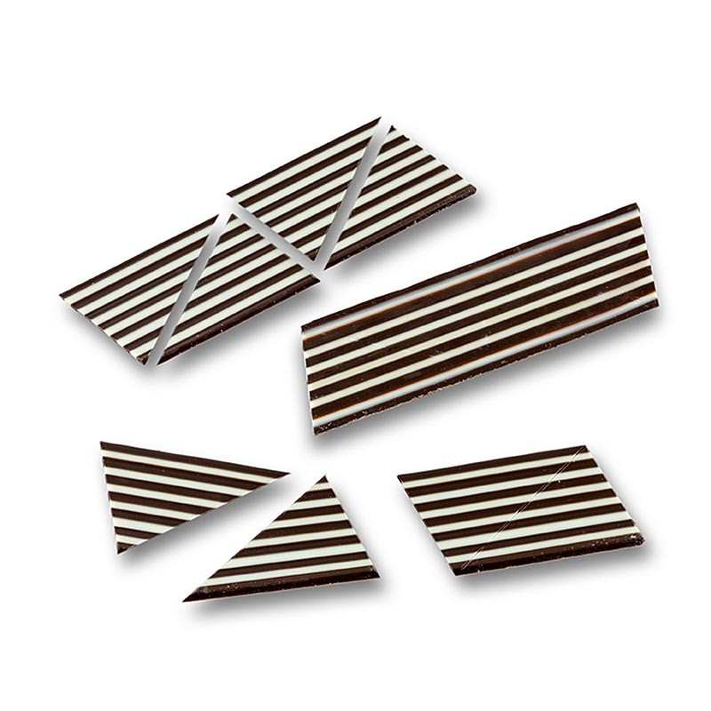 Dekorationsplattor "Domino Triangle" vit/mörk choklad randig, 585 g, 314 st