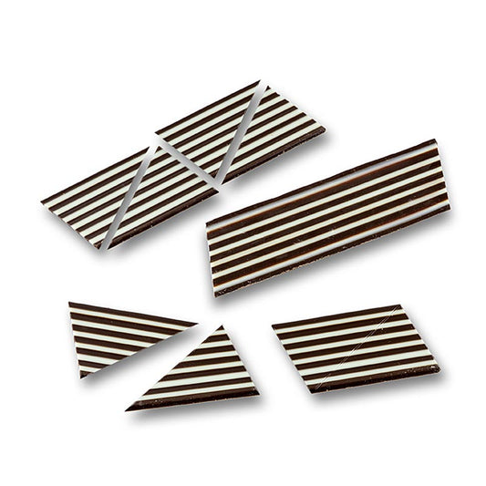 Dekorationsplattor "Domino Triangle" vit/mörk choklad randig, 585 g, 314 st