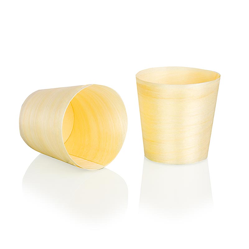 Engångs-timbale (mugg) av trä, Ø 5,5 cm, 6 cm hög (håller inte vätska), 50 st