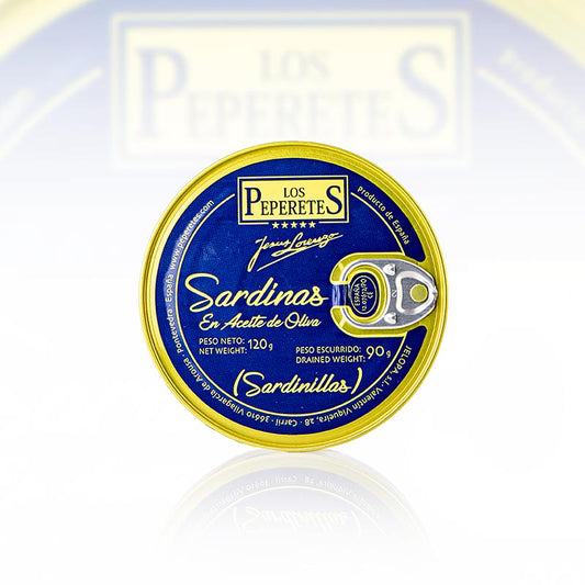Sardinillas, utan huvud, i olivolja, Los Peperetes – det finns inga bättre!, 120 g