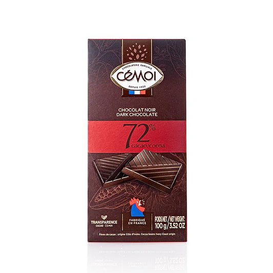 Chokladkaka – mörk choklad 72 % kakao, Cémoi, 100 g