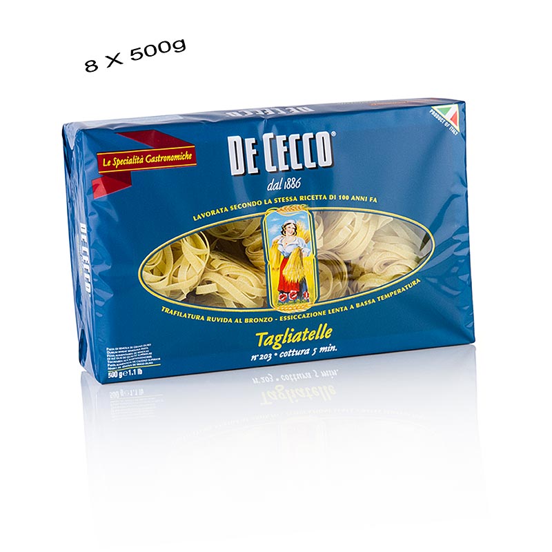 De Cecco Tagliatelle, nr 203, 4 kg, 8 x 500 g