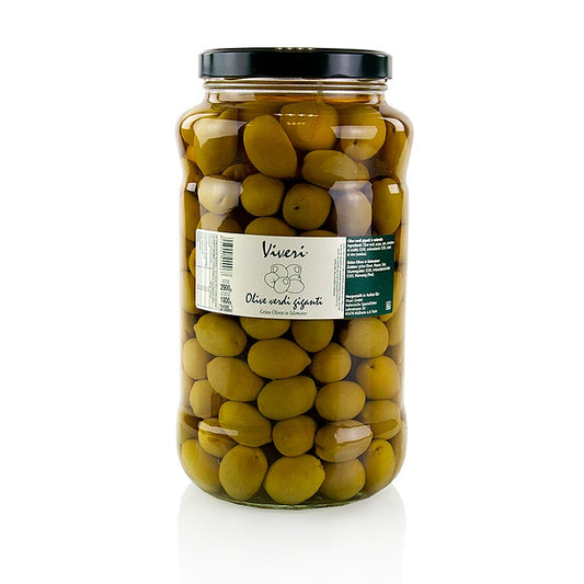 Gröna oliver, med kärna, Gigante, i lak, Viveri, 2,9 kg