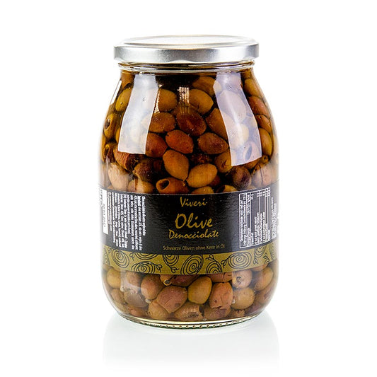 Svarta oliver, urkärnade, Leccino (Denocciolate), Viveri, 950 g