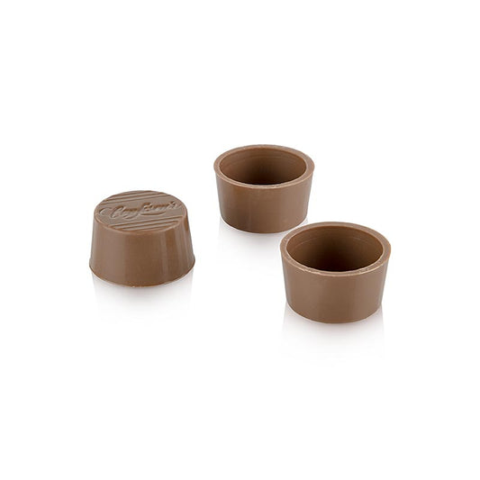 Praliner halvskal, runda, mjölkchoklad, ø 30/25x16 mm, Läderach, 2,016 kg