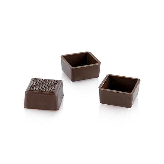 Fyrkantiga skal, mörk choklad, 24/25 mm, Läderach, 2,352 kg, 784 st