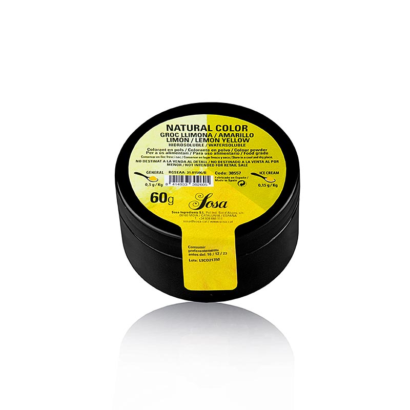 Sosa livsmedelsfärg naturlig, pulver, citrongul, vattenlöslig, 60 g