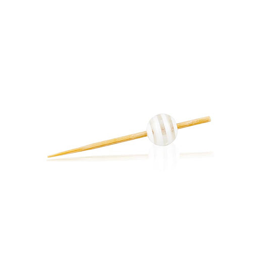 Träspett, med "kristallkula" klar/vit randig, 5 cm, 100 st