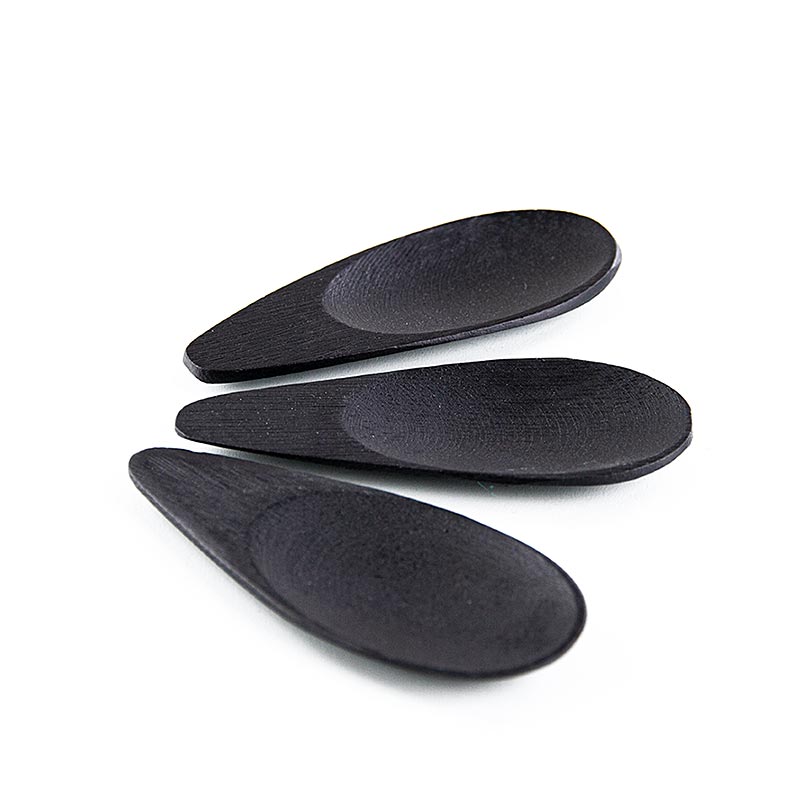 Återanvändbar bambuskål i skedform, svart, 10x3,8 cm, diskmaskinssäker, 25 st