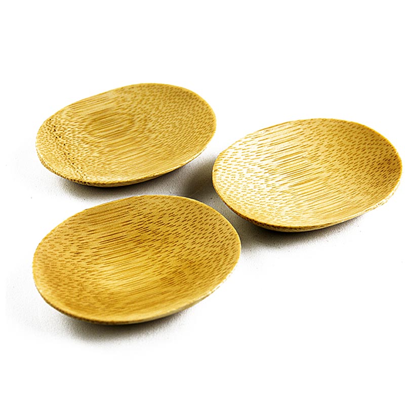 Återanvändbar bambuskål, brun, oval, 7,7x6,3 cm, diskmaskinssäker, 25 st
