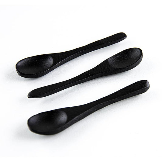 Återanvändbar bambukaffesked, svart, 9 cm, diskmaskinssäker, 100 st