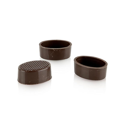 Ovala skal, mörk choklad, 32/33 mm x 22/24 mm, 13 mm höga, Läderach, 2,352 kg