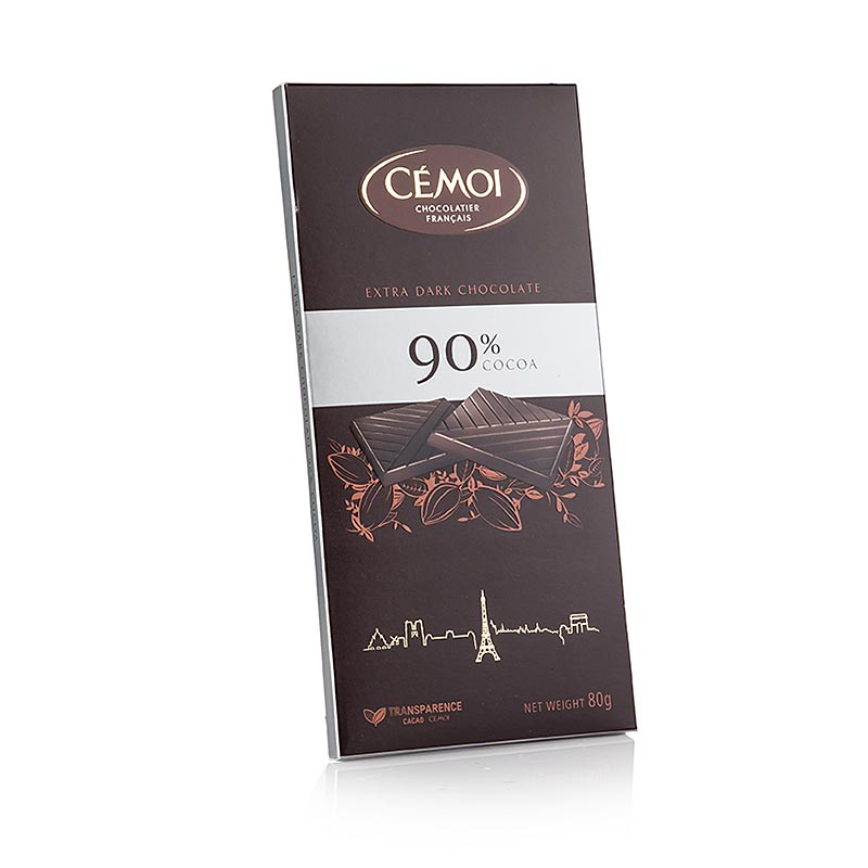 Chokladkaka – mörk, 90 % kakao, Cémoi, 80 g