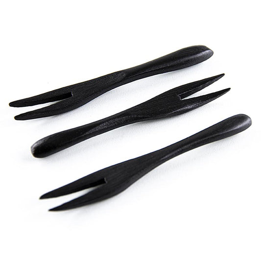 Återanvändbar bambugaffel, svart, 9 cm, diskmaskinssäker, 100 st