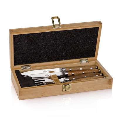 Steak Champ – stekknivset för 2 personer, (2 knivar + 2 gafflar), 4 st