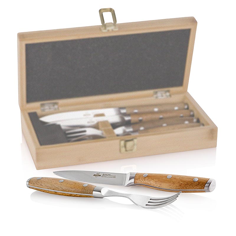 Steak Champ – stekknivset för 2 personer, (2 knivar + 2 gafflar), 4 st