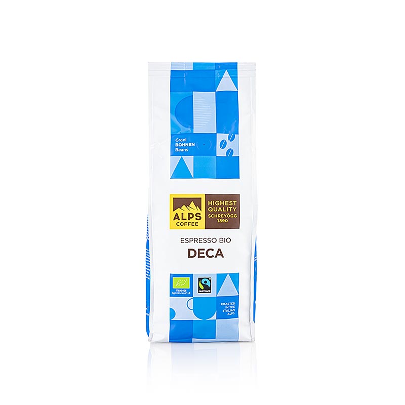 Alps Coffee Espresso Decaffeinato, koffeinfri, hela bönor, Fair Trade BIO, 500 g