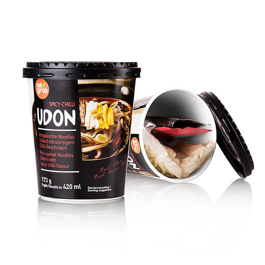 Instant Udon Cup-nudlar, Spicy Chili (stark), Sydkorea, Allgroo, 173 g