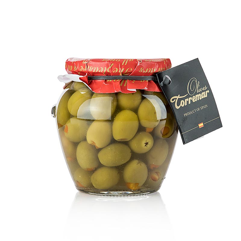 Gröna oliver, med kärna, Manzanilla, med apelsin, Torremar S.L., 580 g