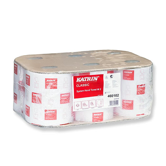 Katrin Classic handduksrullar, 2-lagers, högvitt, 21 cm, 680 ark, 6 st