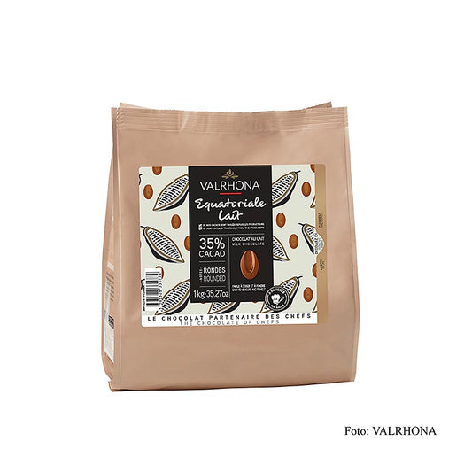 Valrhona Equatoriale Lait, mjölkchoklad, callets, 35 % kakao, 1 kg