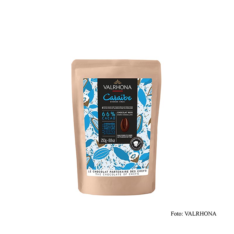 Valrhona Caraibe, mörk choklad, 66 %, callets, 250 g