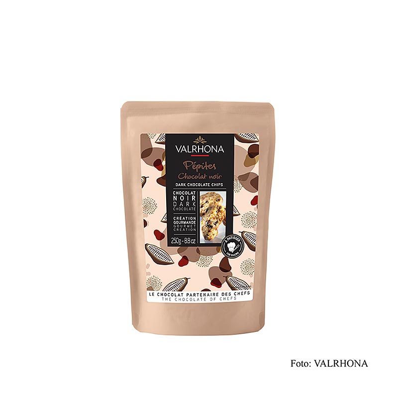 Valrhona Pépites noire, chokladdroppar, mörk, bakfast (31841), 250 g