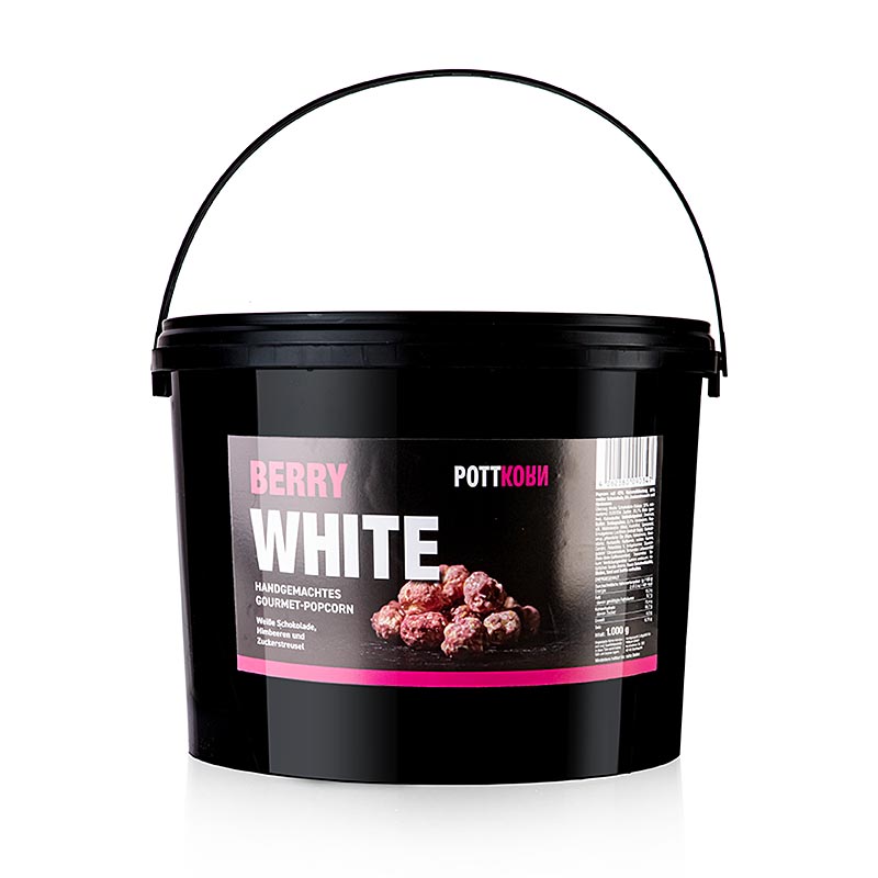 Pottkorn – Berry White, popcorn med vit choklad och hallon, 1 kg