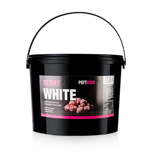 Pottkorn – Berry White, popcorn med vit choklad och hallon, 1 kg