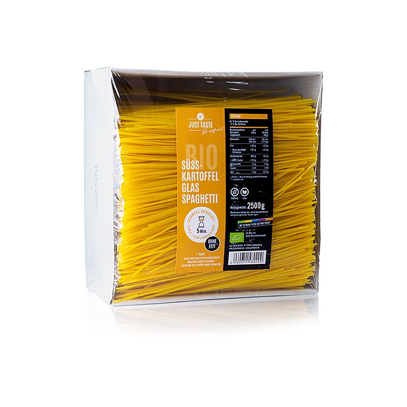 Just Taste gul sötpotatis-glasnudelspaghetti, glutenfri, ekologisk, 2,5 kg