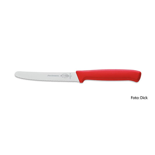Allroundkniv, med tandad egg, röd, 11 cm, DICK, 1 st