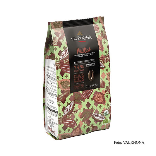 Valrhona Millot, mörk choklad, 74 % kakao, Callets (31508), ekologisk, 3 kg