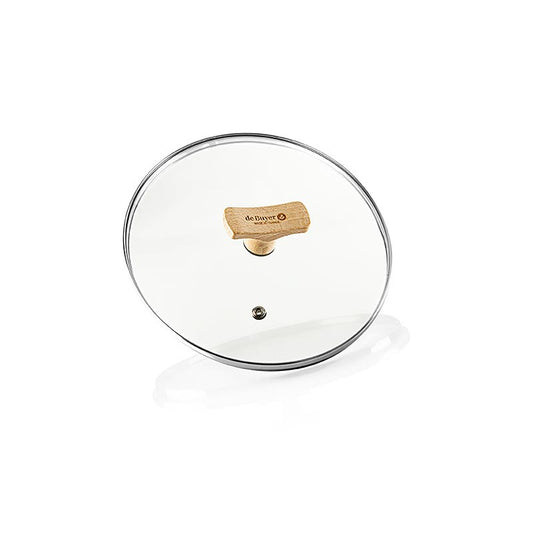 deBUYER B Bois universallock i glas med handtag i bokträ, Ø 20 cm, 1 st