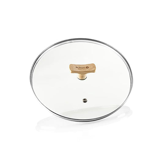 deBUYER B Bois universallock i glas med handtag i bokträ, Ø 24 cm, 1 st