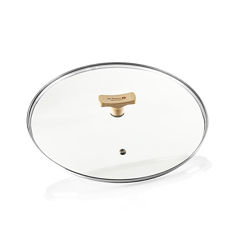 deBUYER B Bois universallock i glas med handtag i bokträ, Ø 28 cm, 1 st