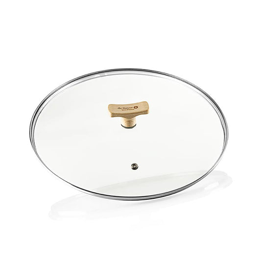 deBUYER B Bois universallock i glas med handtag i bokträ, Ø 28 cm, 1 st