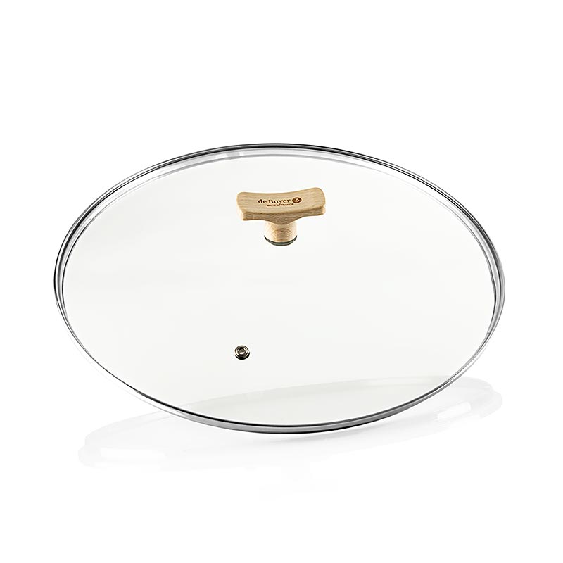 deBUYER B Bois universallock i glas med handtag i bokträ, Ø 32 cm, 1 st