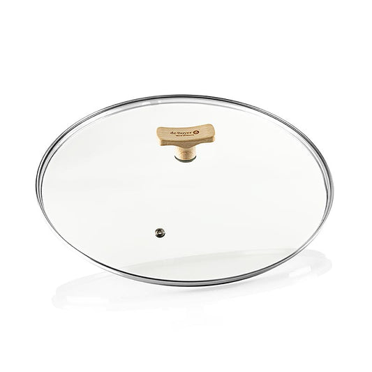 deBUYER B Bois universallock i glas med handtag i bokträ, Ø 32 cm, 1 st