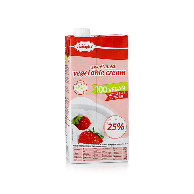 Sötad vispgrädde, 25 % fett, vegansk, Schlagfix, 1 l