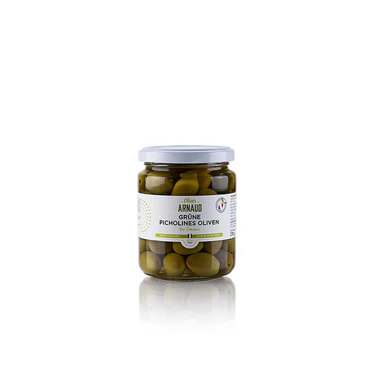 Gröna oliver, med kärna, Picholine-oliver, Arnaud, 278 g