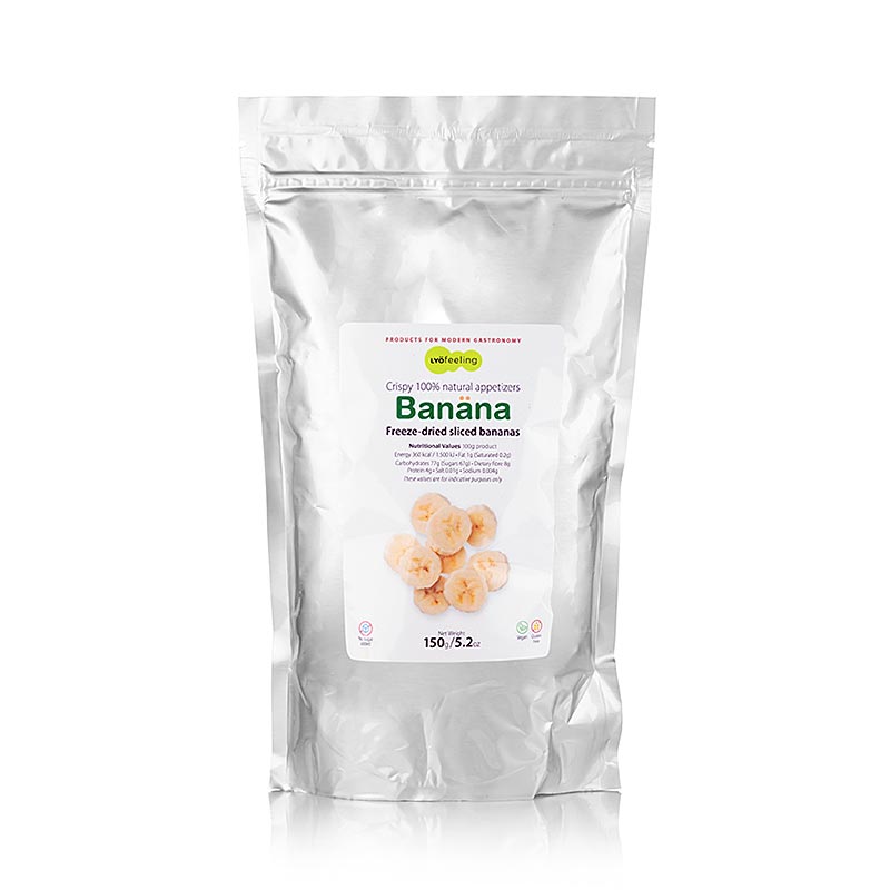 TÖUFOOD LYOFËELING BANÄNA, frystorkad banan, skivor, 150 g