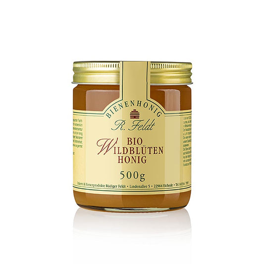 Feldt vildblomshonung, gul, mild och krämig, populär som barnhonung, ekologisk, 500 g