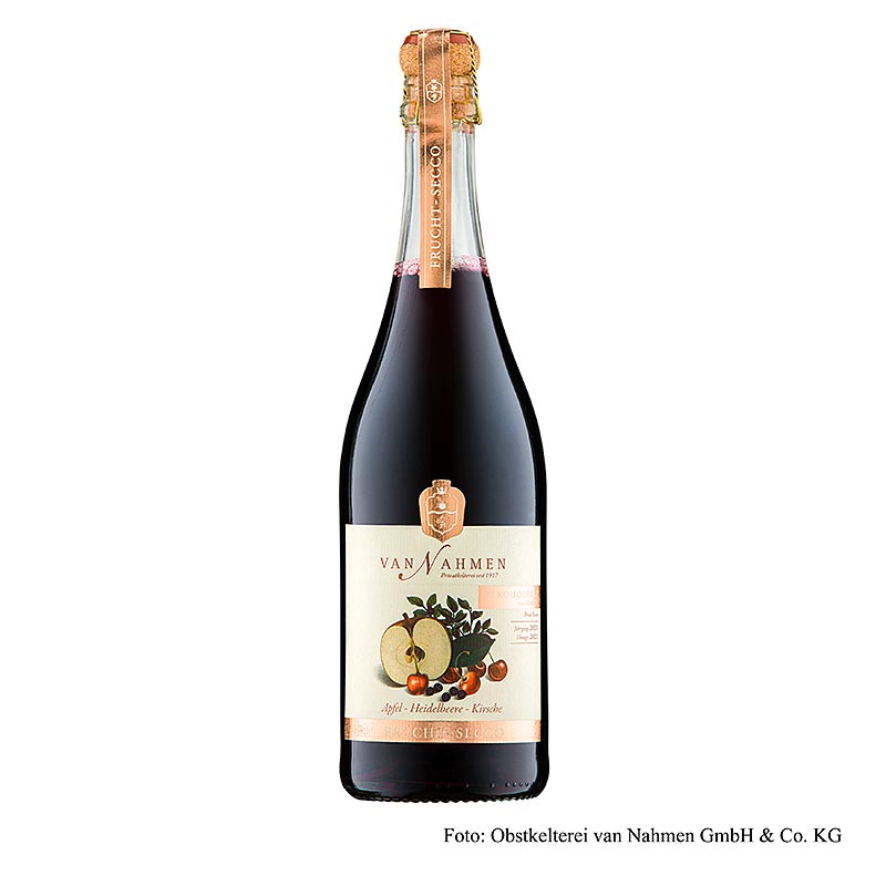Van Nahmen Äpple-blåbär-körsbär Fruktsecco, alkoholfri, 750 ml