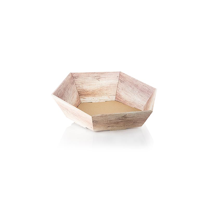 Presentkorg, sexkantig, "Wood", -liten-, 290x270x60/105, 1 st