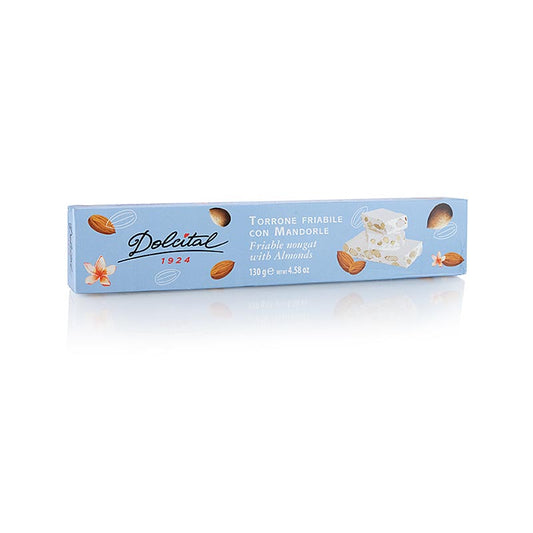 Italiensk torrone – mandelbitar, fast bar, 130 g