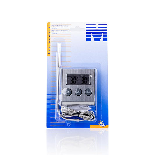 Digital termometer (-26 °C till +250 °C, med stickprob) med timer, 1 st