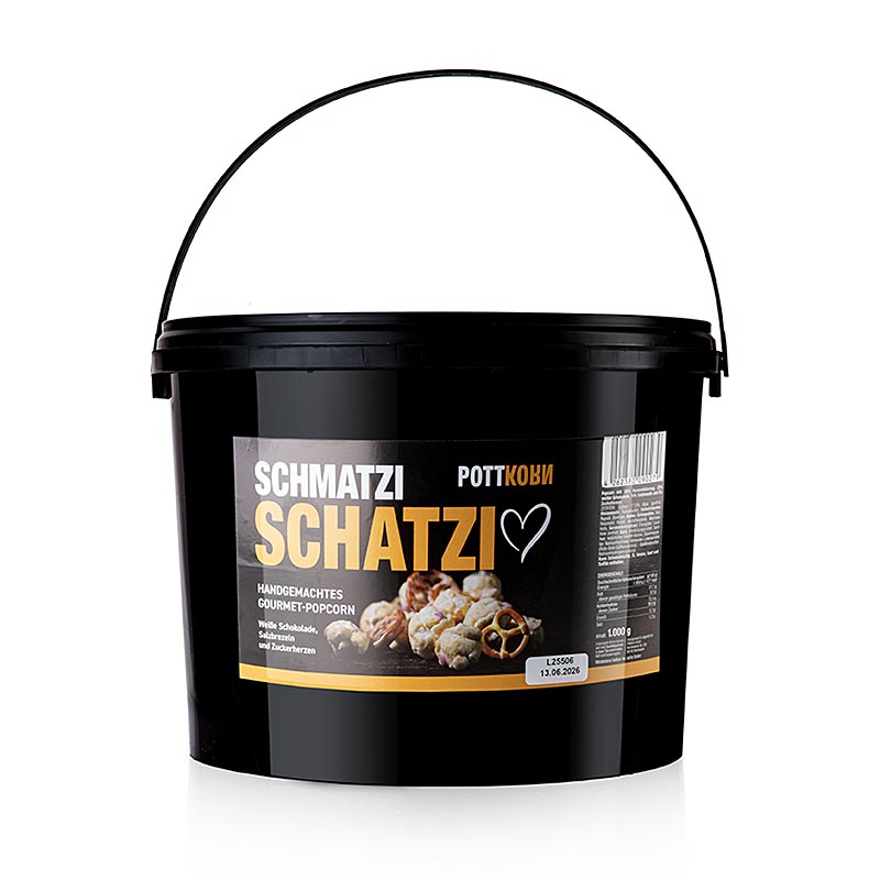 Pottkorn – Schmatzi Schatzi, popcorn med vit choklad, kringla, 1 kg
