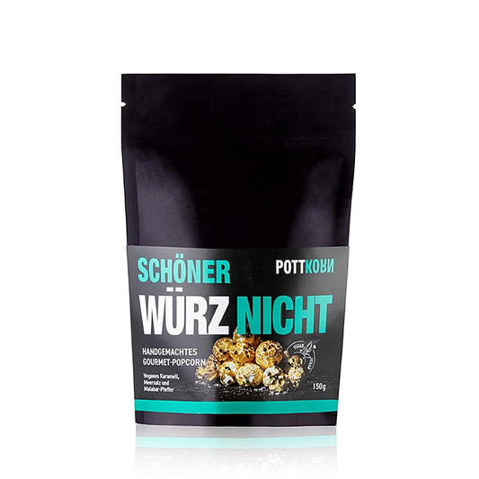 Pottkorn – Schöner Würz Nicht, popcorn med malabarpeppar & havssalt, veganskt, 150 g