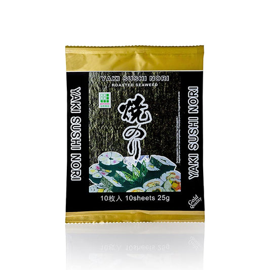 Yakinori helstorlek, torkade algblad, rostade, guld, 25 g, 10 blad